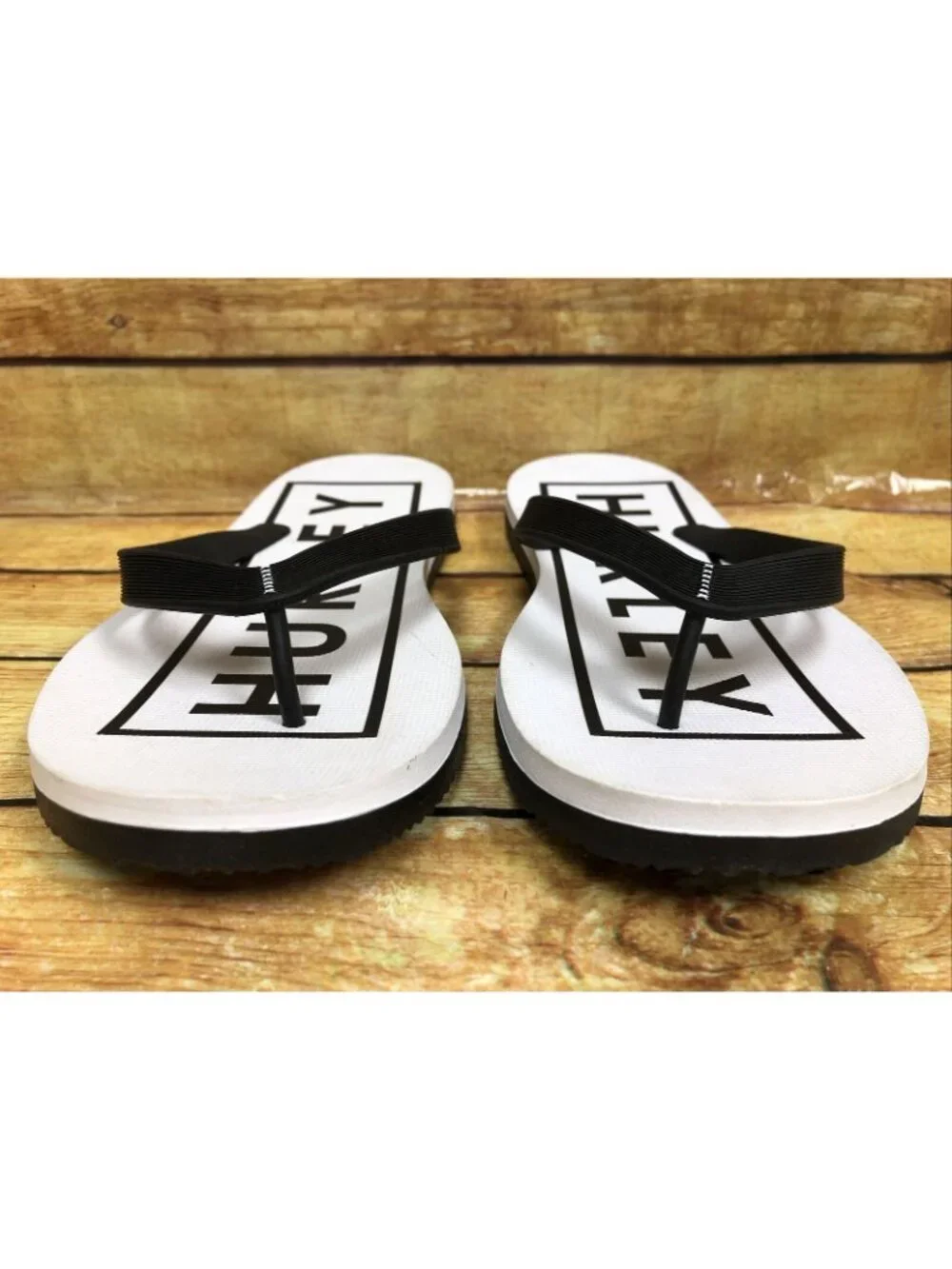 HURLEY Mens 12 Black/White Classic Slip On Flip Flops Thong Sandals